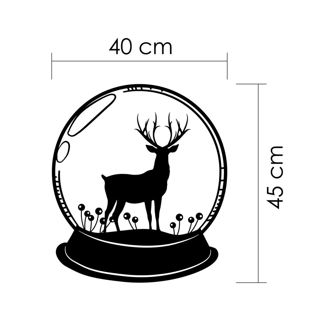 Fém fali dekoráció 45x40 cm, szarvas, fekete - CERF - Butopêa termék 2. képe